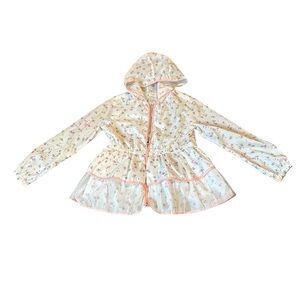 Girls Hooded rain coat with Pink Trim and tulle, small